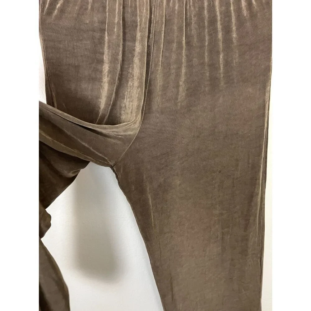 FLAX Women Size M Slinky Wide Leg Ankle Cropped Pull On Pants Casaul Minimalist